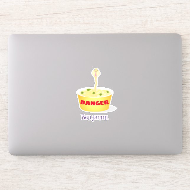 Cute noodles snake cartoon illustration humor sticker (Computer)