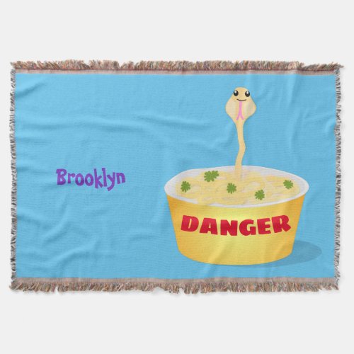 Cute noodles snake cartoon illustration humor throw blanket