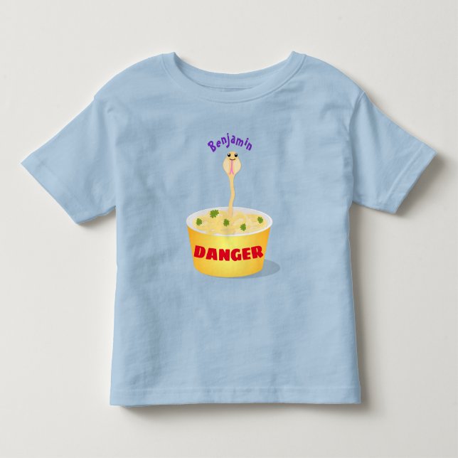 Cute noodles snake cartoon illustration humor toddler t-shirt (Front)