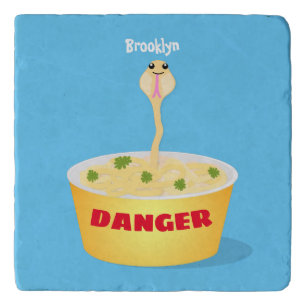 Cute noodles snake cartoon illustration humor trivet