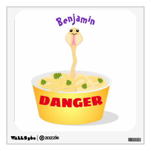 Cute noodles snake cartoon illustration humor wall decal