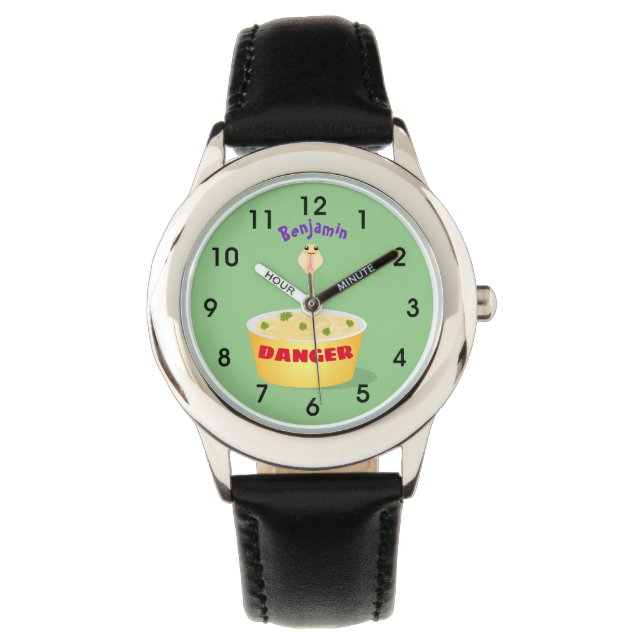 Cute noodles snake cartoon illustration humor  watch (Front)