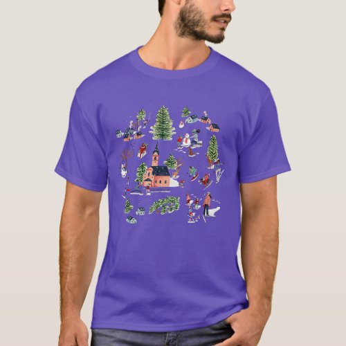 Cute nordic alpine skiing lodge cosy chalet winter T_Shirt