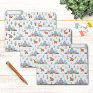 Cute Nordic Bear Mountain Holiday Pattern File Folder