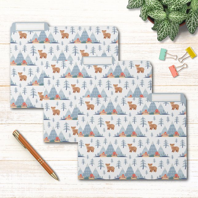 Cute Nordic Bear Mountain Holiday Pattern File Folder (Creator Uploaded)
