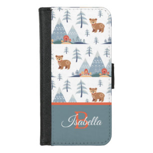Cute Nordic Bear Pattern Monogram Personalized iPhone 8/7 Wallet Case
