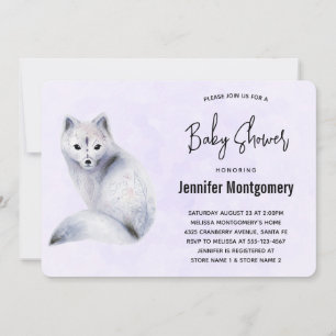 Cute Nordic Fox with Floral Designs Baby Shower Invitation
