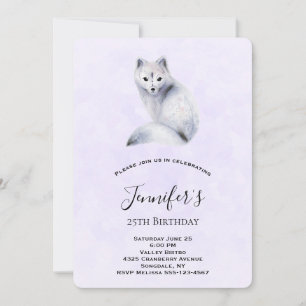 Cute Nordic Fox with Floral Designs Birthday Invitation