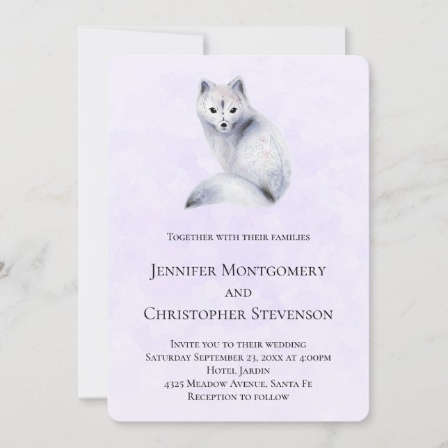 Cute Nordic Fox with Floral Designs Invitation (Front)