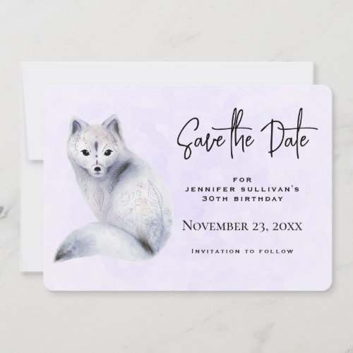 Cute Nordic Fox with Floral Designs Save The Date