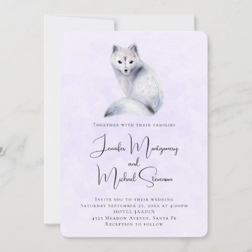 Cute Nordic Fox with Floral Designs Wedding Invitation