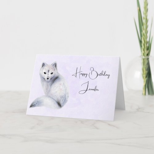 Cute Nordic Fox with Floral Markings Birthday Card