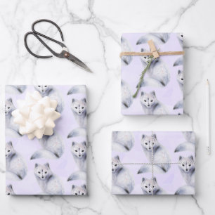 Cute Nordic Fox with Floral Markings Boho Pattern Wrapping Paper Sheets