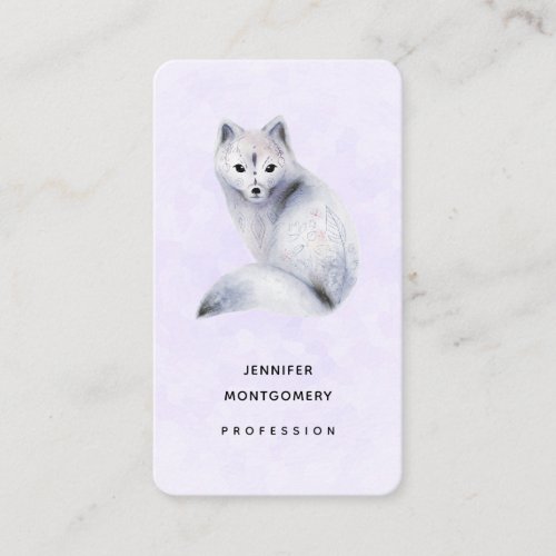 Cute Nordic Fox with Floral Markings Business Card