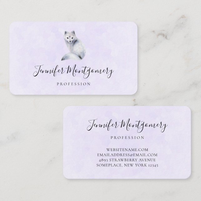 Cute Nordic Fox with Floral Markings Business Card (Front/Back)