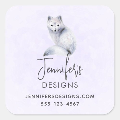 Cute Nordic Fox with Floral Markings Business Square Sticker