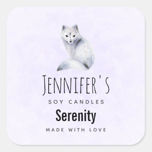 Cute Nordic Fox with Floral Markings Candle Biz Square Sticker