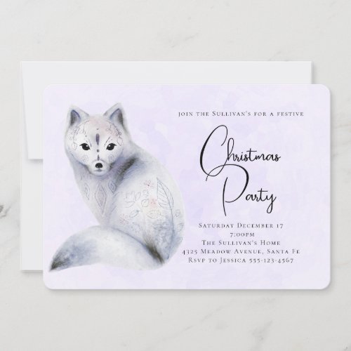 Cute Nordic Fox with Floral Markings Christmas Invitation