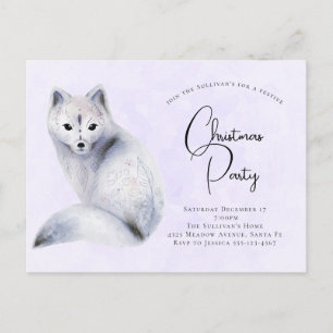 Cute Nordic Fox with Floral Markings Christmas Invitation Postcard