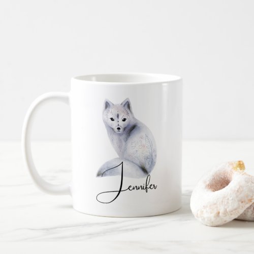 Cute Nordic Fox with Floral Markings Coffee Mug