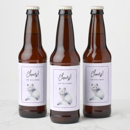  Cute Nordic Fox with Floral Markings Event Beer Bottle Label