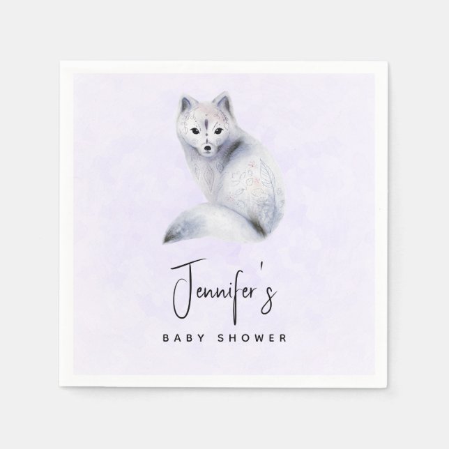 Cute Nordic Fox with Floral Markings Event Napkins (Front)