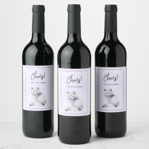  Cute Nordic Fox with Floral Markings Event Wine Label