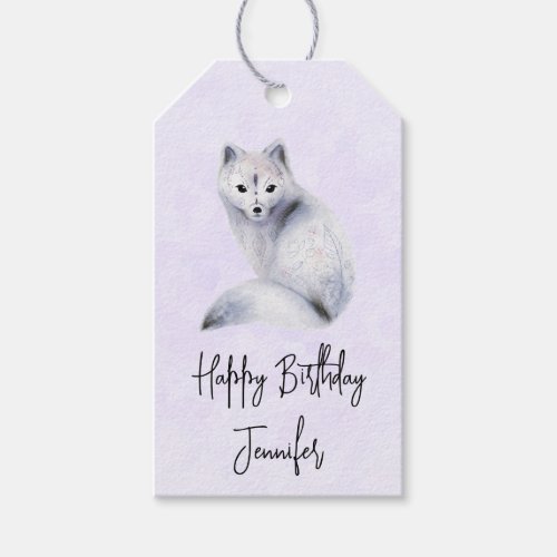 Cute Nordic Fox with Floral Markings Gift Tags