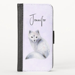 Cute Nordic Fox with Floral Markings iPhone X Wallet Case