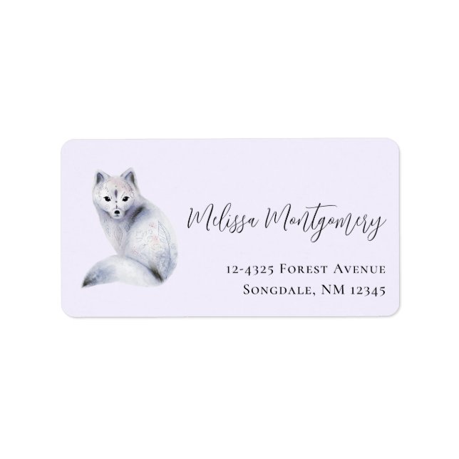 Cute Nordic Fox with Floral Markings Label (Front)