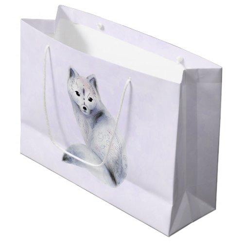 Cute Nordic Fox with Floral Markings Large Gift Bag