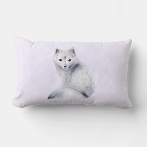 Cute Nordic Fox with Floral Markings Lumbar Pillow