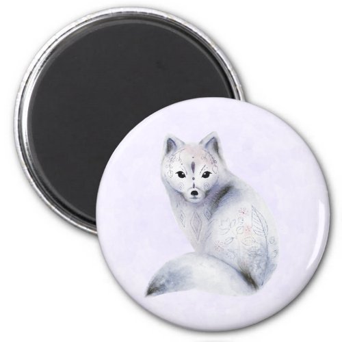 Cute Nordic Fox with Floral Markings Magnet