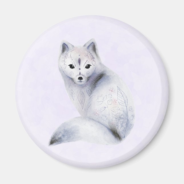 Cute Nordic Fox with Floral Markings Magnet (Front)