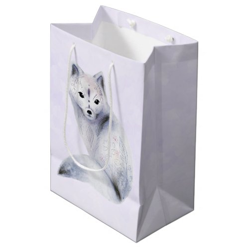 Cute Nordic Fox with Floral Markings Medium Gift Bag