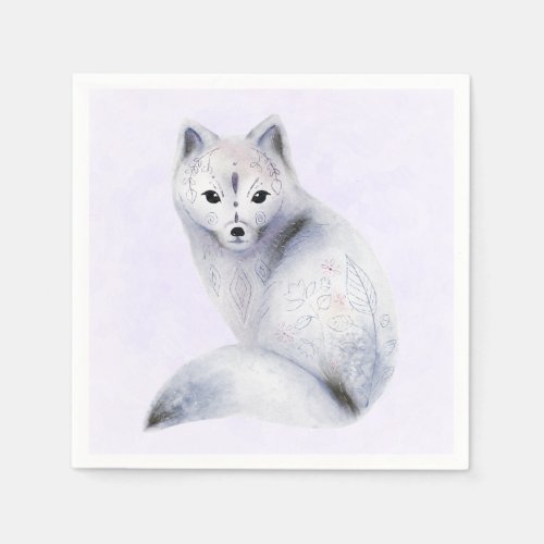 Cute Nordic Fox with Floral Markings Napkins
