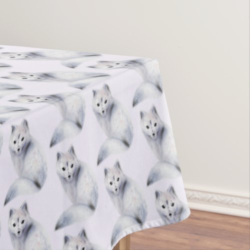 Cute Nordic Fox with Floral Markings Patterned Tablecloth