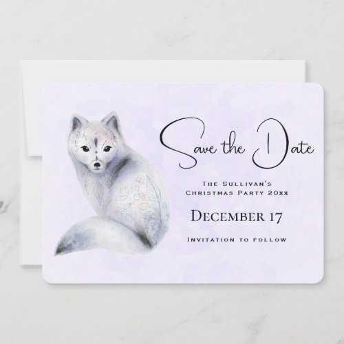 Cute Nordic Fox with Floral Markings Save The Date