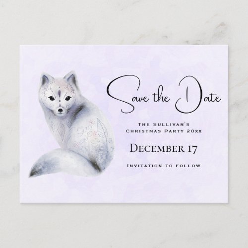 Cute Nordic Fox with Floral Markings Save the Date Invitation Postcard