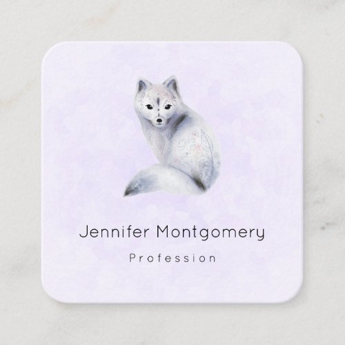 Cute Nordic Fox with Floral Markings Square Business Card