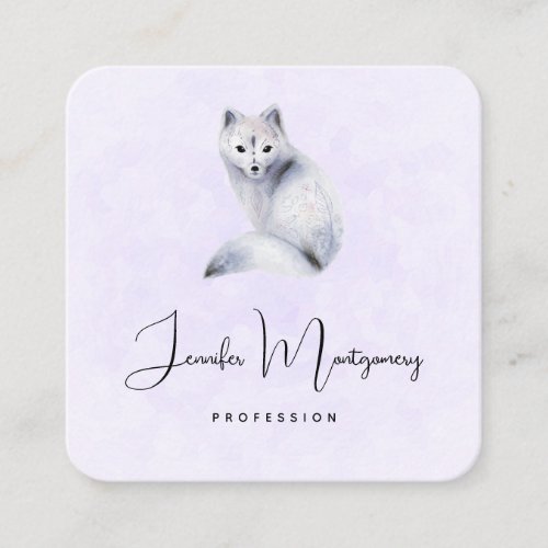 Cute Nordic Fox with Floral Markings Square Business Card