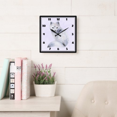 Cute Nordic Fox with Floral Markings Square Wall Clock