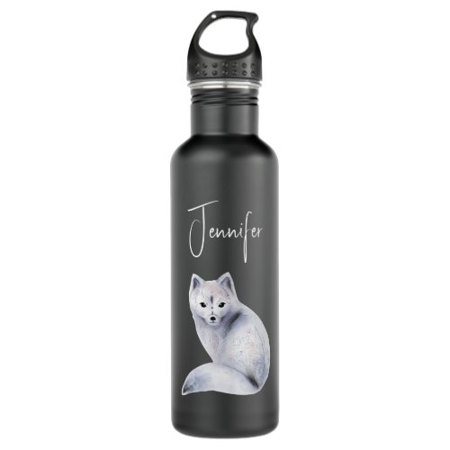Cute Nordic Fox with Floral Markings Stainless Steel Water Bottle