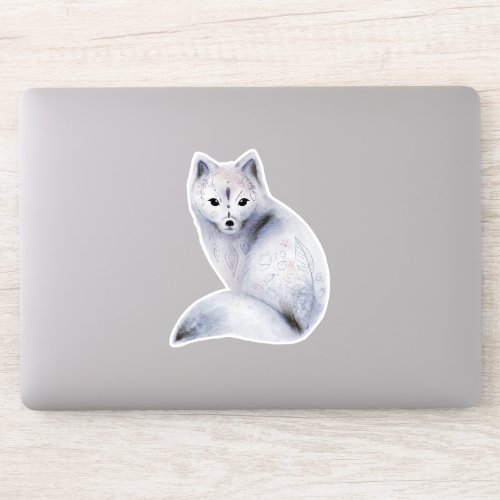  Cute Nordic Fox with Floral Markings Sticker