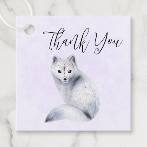 Cute Nordic Fox with Floral Markings Thank You Favor Tags
