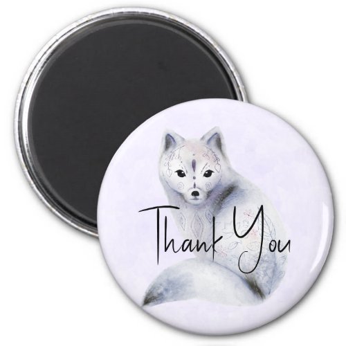 Cute Nordic Fox with Floral Markings Thank You Magnet