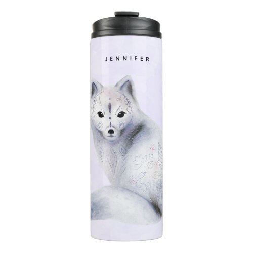 Cute Nordic Fox with Floral Markings Thermal Tumbler