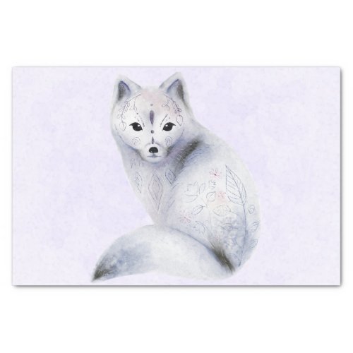 Cute Nordic Fox with Floral Markings Tissue Paper