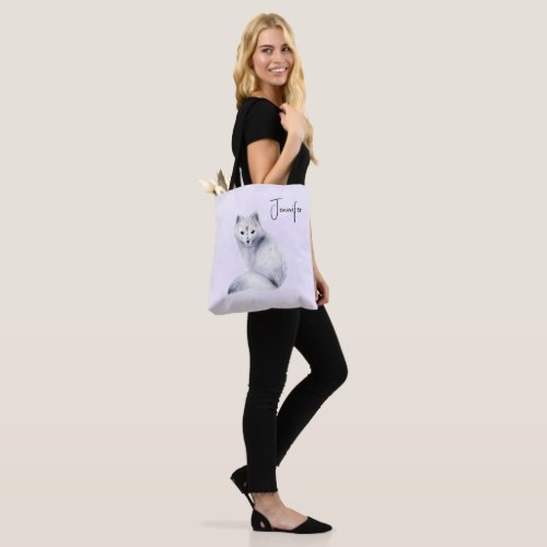 Cute Nordic Fox with Floral Markings Tote Bag