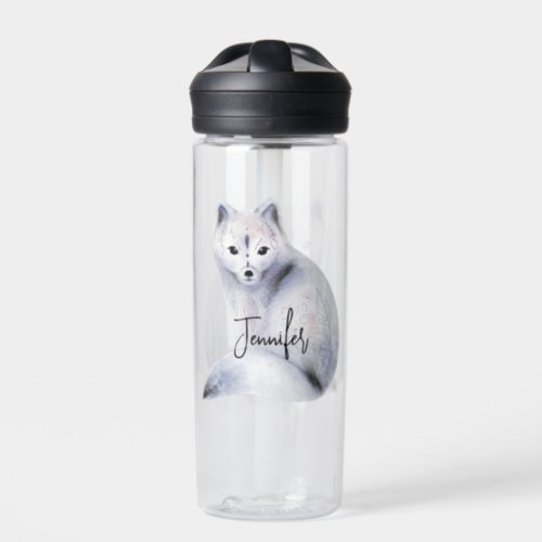 Cute Nordic Fox with Floral Markings Water Bottle